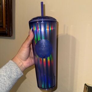 Starbucks Holographic Purple Blue Tumbler with Straw